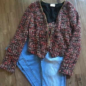 Tweed-like Jacket with Gold Trim